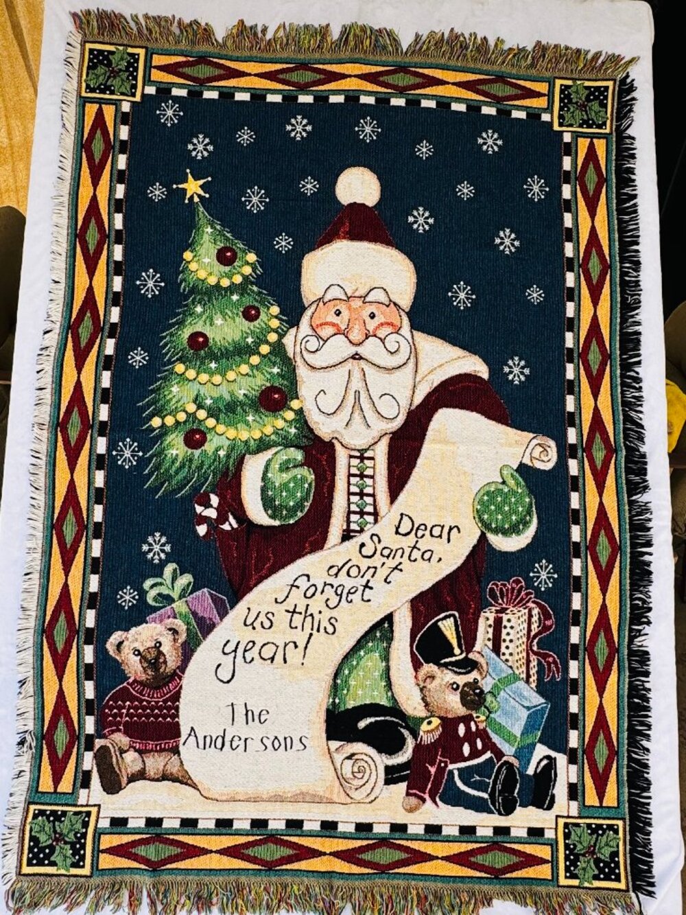 Goodwin Weaver's Christmas Woven Throw Blanket 67x46" Dear Santa List 100% Cott